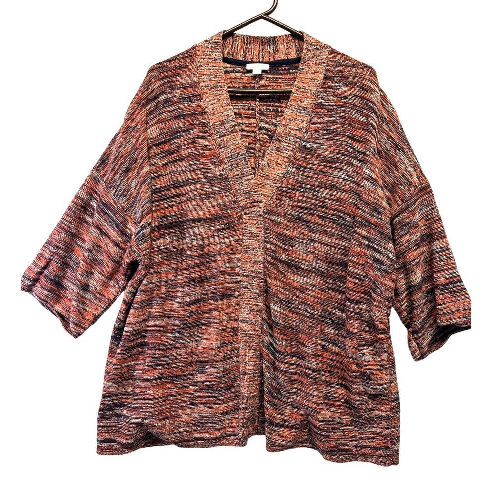 PureJill Womans Rust Multicolored Oversized V‎ Neck Tunic Sweater XL Lagenlook